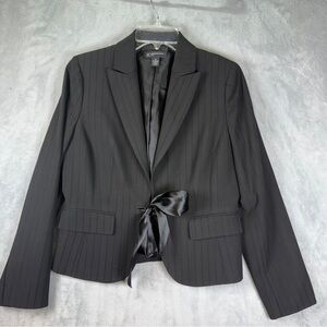 INC International Concepts Black Pinstripe Blazer Size 10P Feminine Dainty